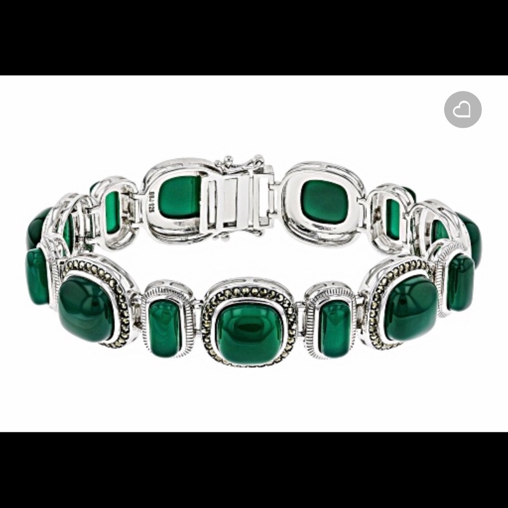 Green Onyx Rhodium over sterling silver Bracelet